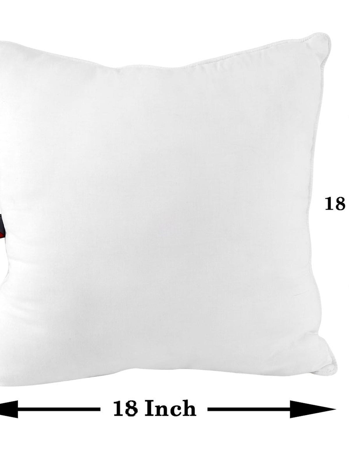 White square polyfill cushion insert with 18 x 18 inch dimensions marked