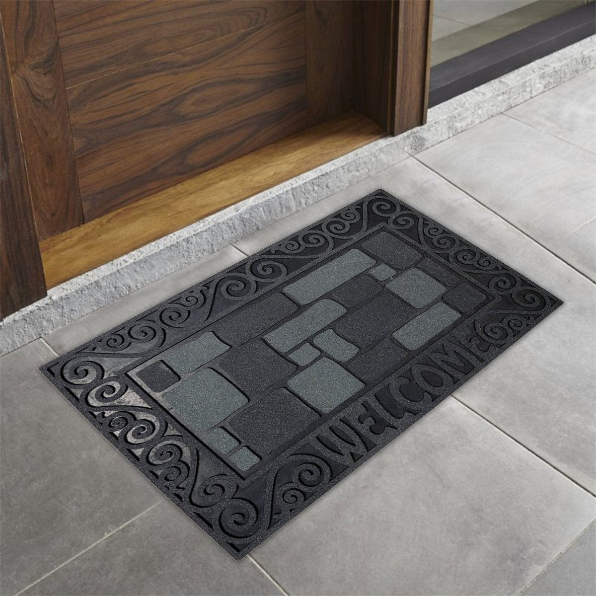 Black Outdoor Mat front view