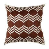 Brown Embroidered Dupion Silk Cushion Cover front view