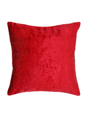 Bright red plain velvet cushion cover with a soft pile finish