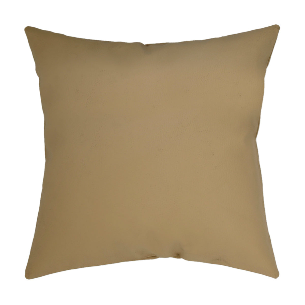 Plain beige faux leather cushion cover with a smooth matte finish