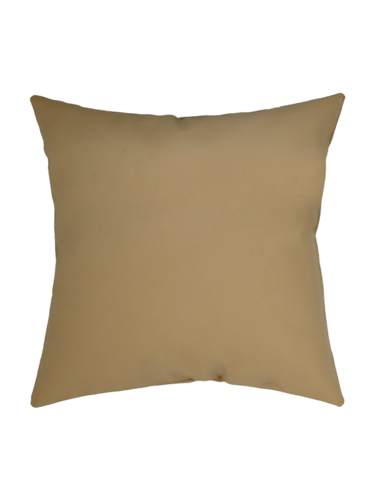 Plain beige faux leather cushion cover with a smooth matte finish