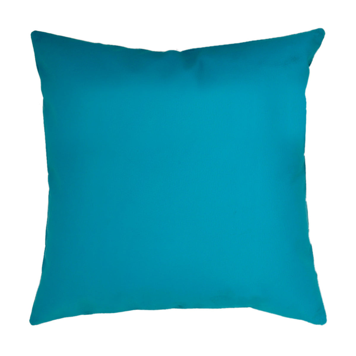 Plain teal blue faux leather cushion cover with a smooth matte finish