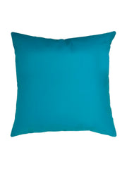 Plain teal blue faux leather cushion cover with a smooth matte finish