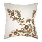 Beige Zardozi Work Silk Cushion Cover 16x16 inch front view