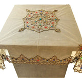 Brown Hand Embroidered Table Cover front view