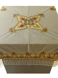 Gold Hand Embroidered Table Cover front view