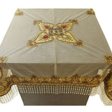 Gold Hand Embroidered Table Cover front view