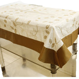 Cream Embroidered Polyester Table Cover 36x54 inch front view