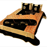 Beige Embroidered Velvet Wedding Set 90x108 front view