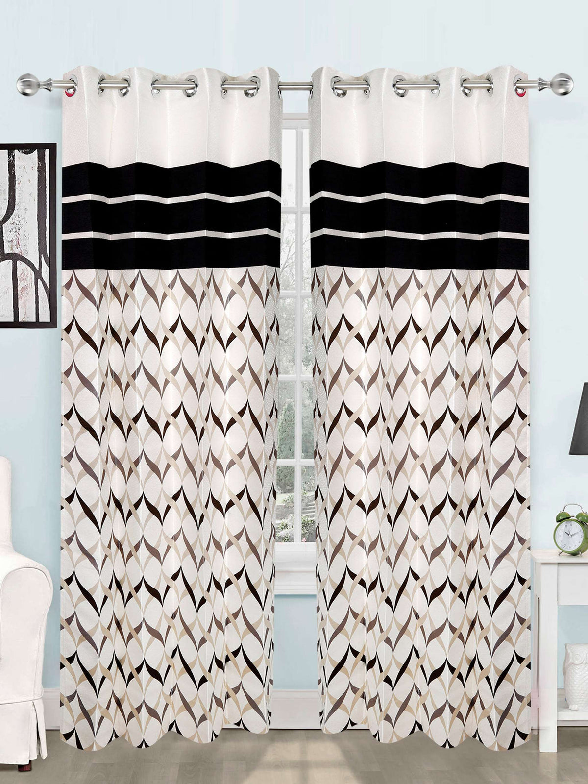 Black Polyester Ready-made Curtain 7x4 feet front view