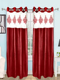 Maroon Polyester Ready-made Curtain 9x4 feet front view
