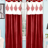 (Maroon) Curtain Damask Design- Polyester(9 X 4 Feet) - Jagdish Store Online Since 1965