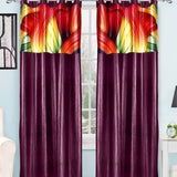 (Wine) Curtain Self Design- Polyester(7 X 4 Feet) - Jagdish Store Online Since 1965