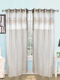 Beige Polyester Ready-made curtain 7x4 feet front view