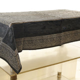 Sequence Stripe  (36 X 54 Inch) Table Cover(Black-Grey)-Tissue+Chenille - Jagdish Store Online Since 1965