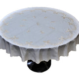 Cream Embroidered Polyester Table Cover front view