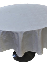 Round solid ivory cotton table cover with a self-jacquard texture