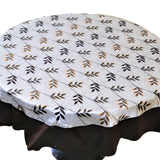 Beige Printed Polyester Table Cover front view