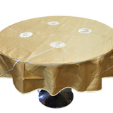 Golden Patchwork Polyester Table Cover front view