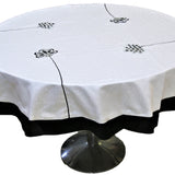 Cream Embroidered Polyester Table Cover front view