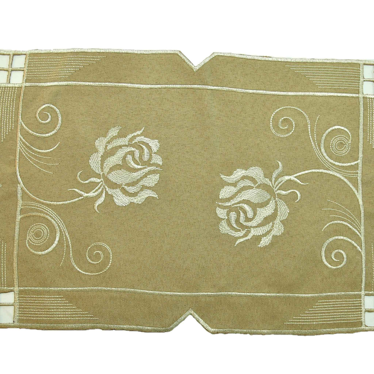 Beige Embroidered Cotton Table Mat 12x18 inch front view