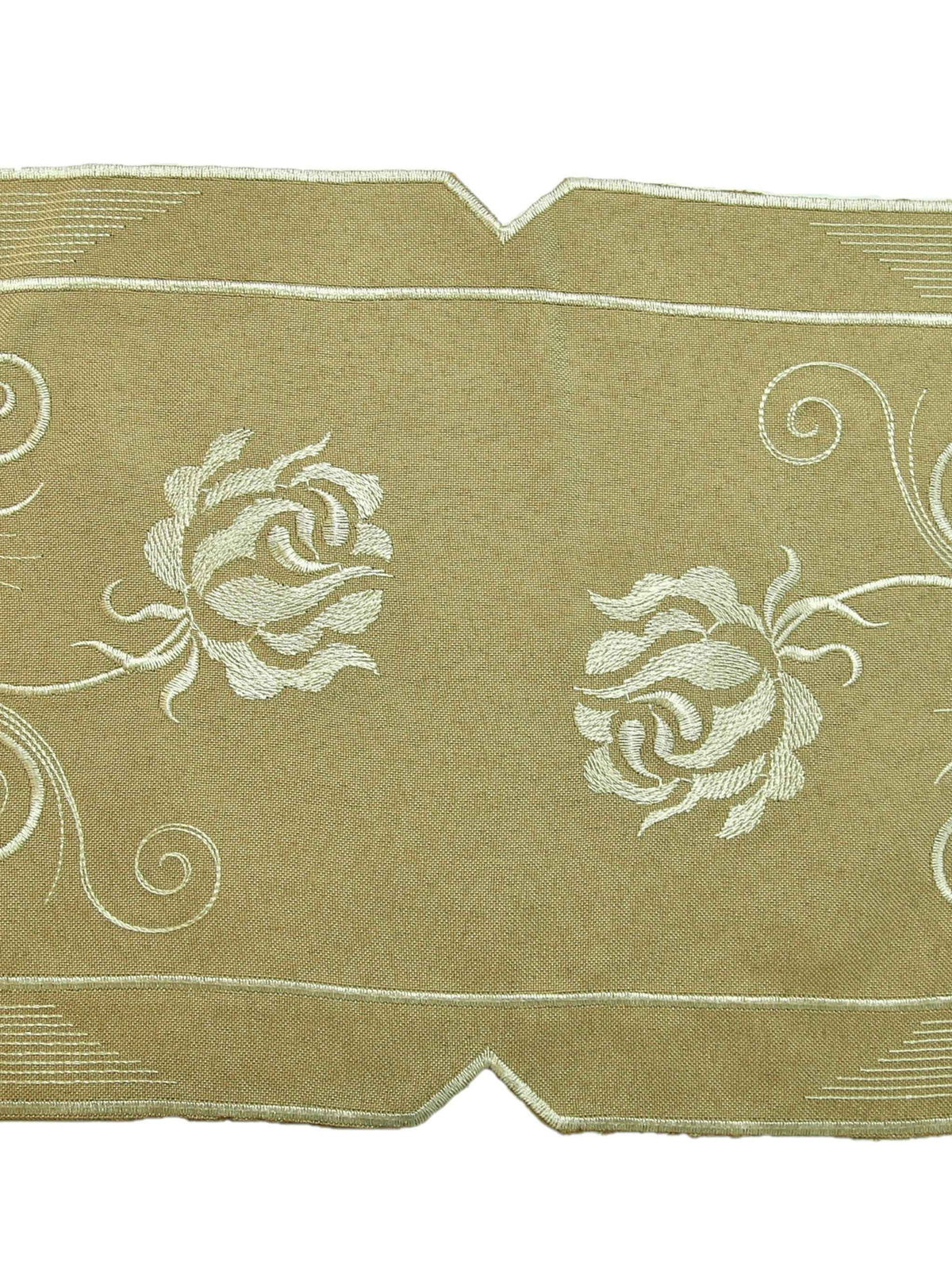 Beige Embroidered Cotton Table Mat 12x18 inch front view