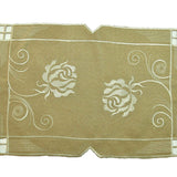 Beige Embroidered Cotton Table Mat 12x18 inch front view