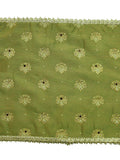 Green Embroidered Cotton Table Mat 12x18 inch front view