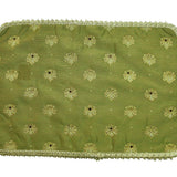 Green Embroidered Cotton Table Mat 12x18 inch front view