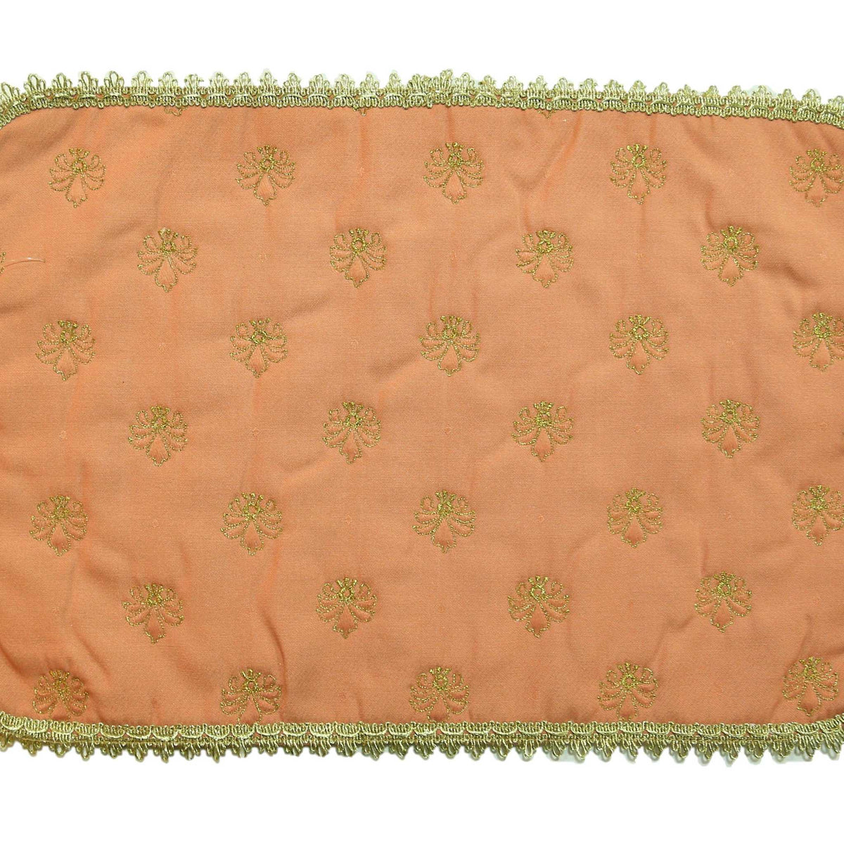 Peach embroidered cotton table mat set of 7 with runner 12x18 inch