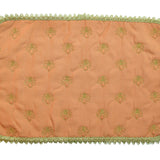 Peach embroidered cotton table mat set of 7 with runner 12x18 inch