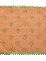 Peach embroidered cotton table mat set of 7 with runner 12x18 inch