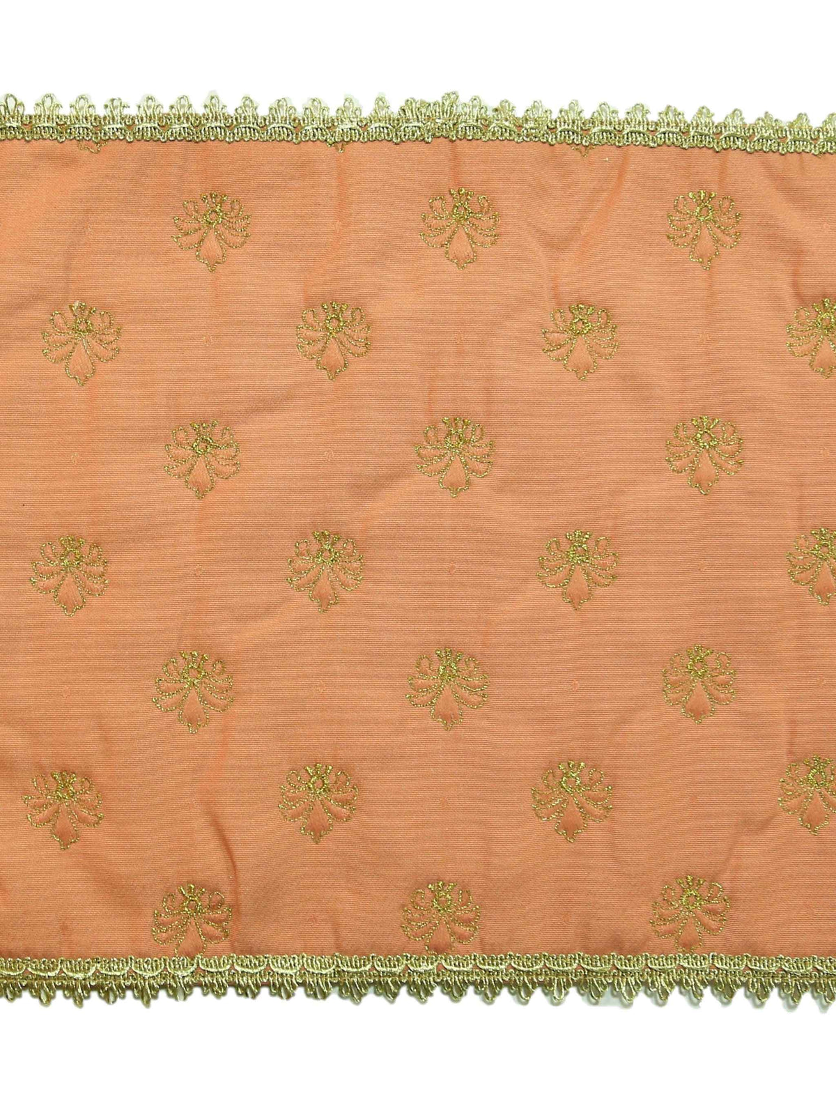 Peach embroidered cotton table mat set of 7 with runner 12x18 inch