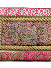 Magenta brocade poly silk dining table mat set of 6 12x18 inch