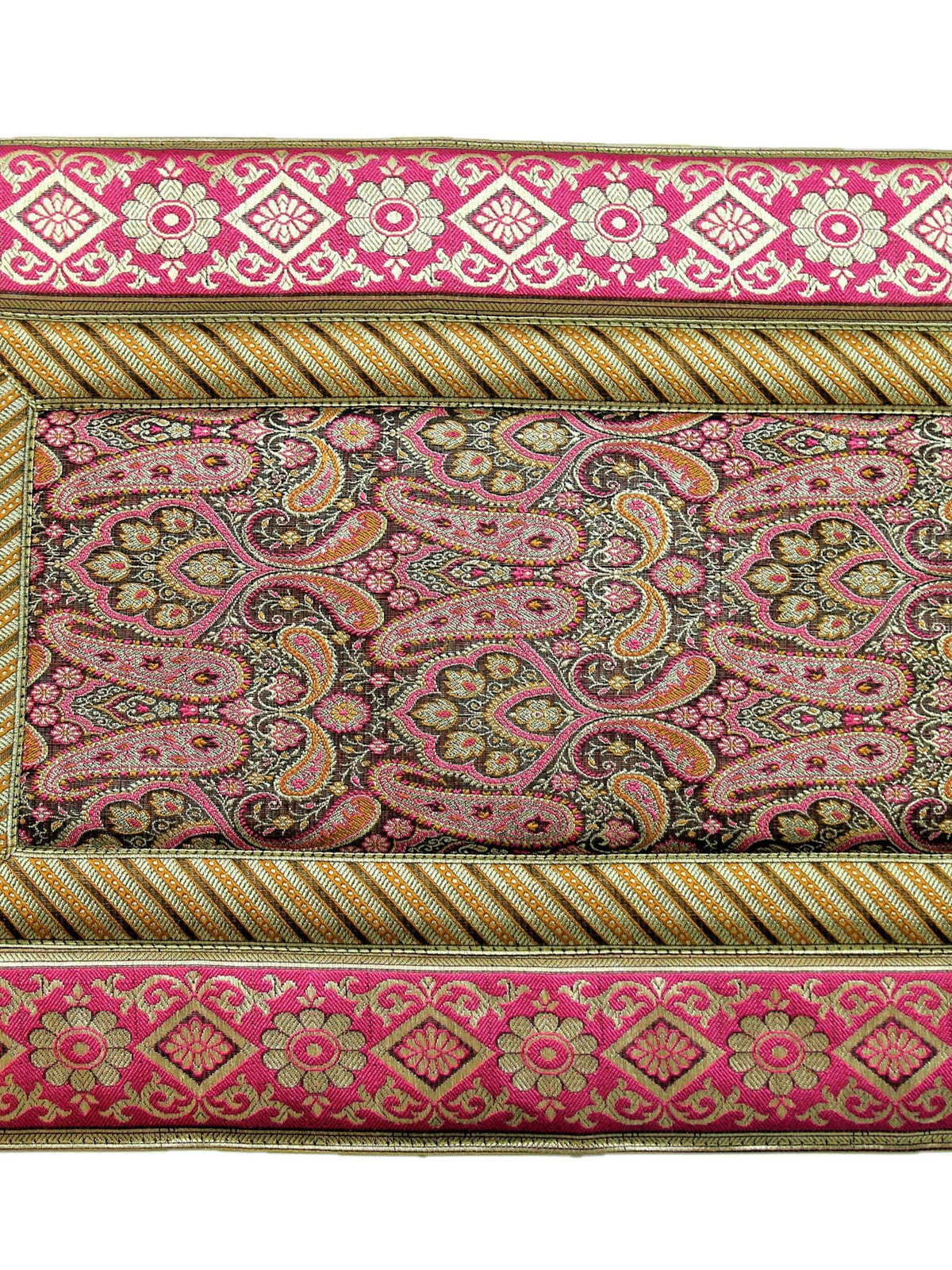 Magenta brocade poly silk dining table mat set of 6 12x18 inch