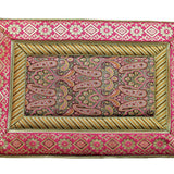 Magenta brocade poly silk dining table mat set of 6 12x18 inch