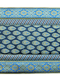 Blue brocade poly silk dining table mat set of 6 12x18 inch