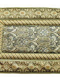 Brown cream brocade poly silk dining table mat set of 6 12x18 inch