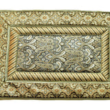 Brown cream brocade poly silk dining table mat set of 6 12x18 inch