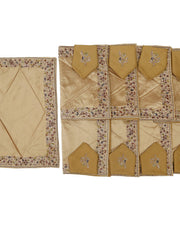 Gold Embroidered Dupion Silk Table Mat 12x18 inch front view