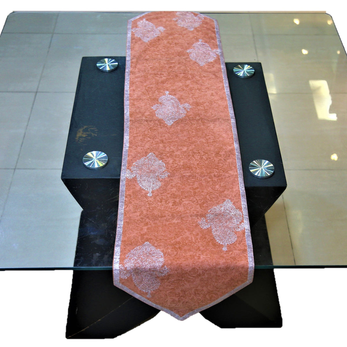 Orange Velvet Table Runner 13 X 60 inch front view