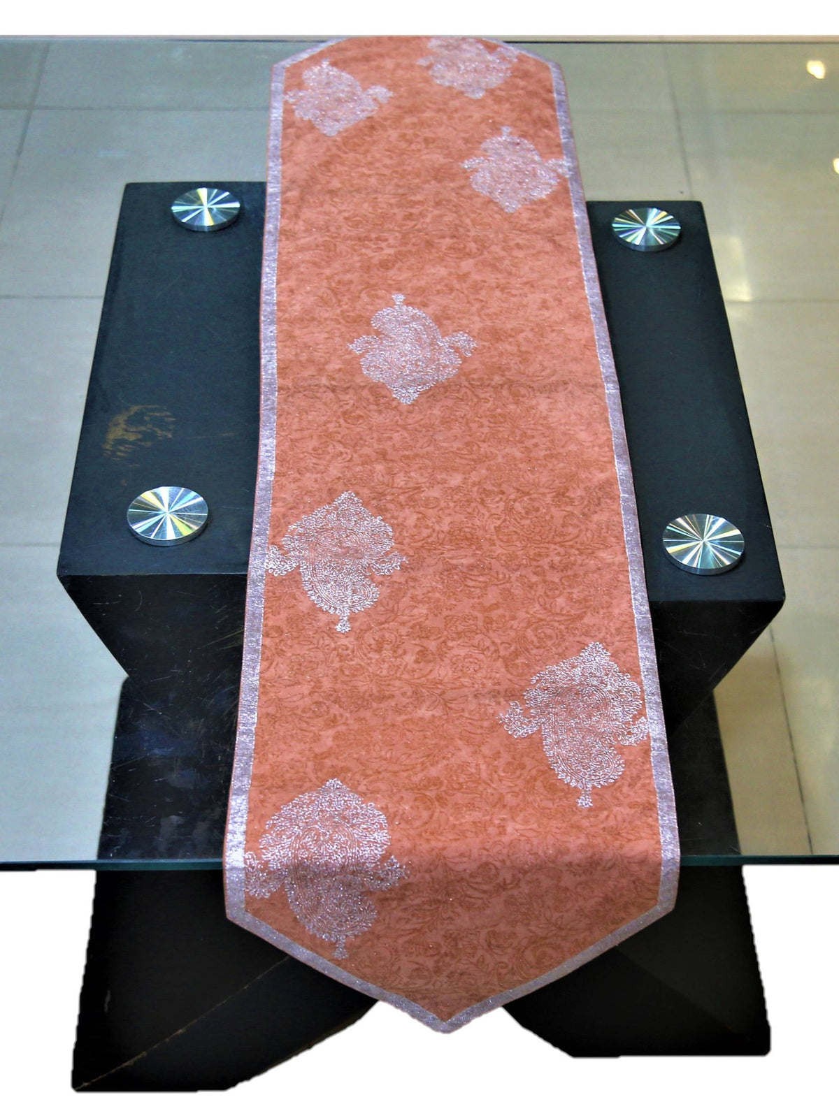 Orange Velvet Table Runner 13 X 60 inch front view