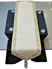 Beige Dupion Silk Table Runner 14 X 60 inch front view