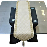 Beige Dupion Silk Table Runner 14 X 60 inch front view