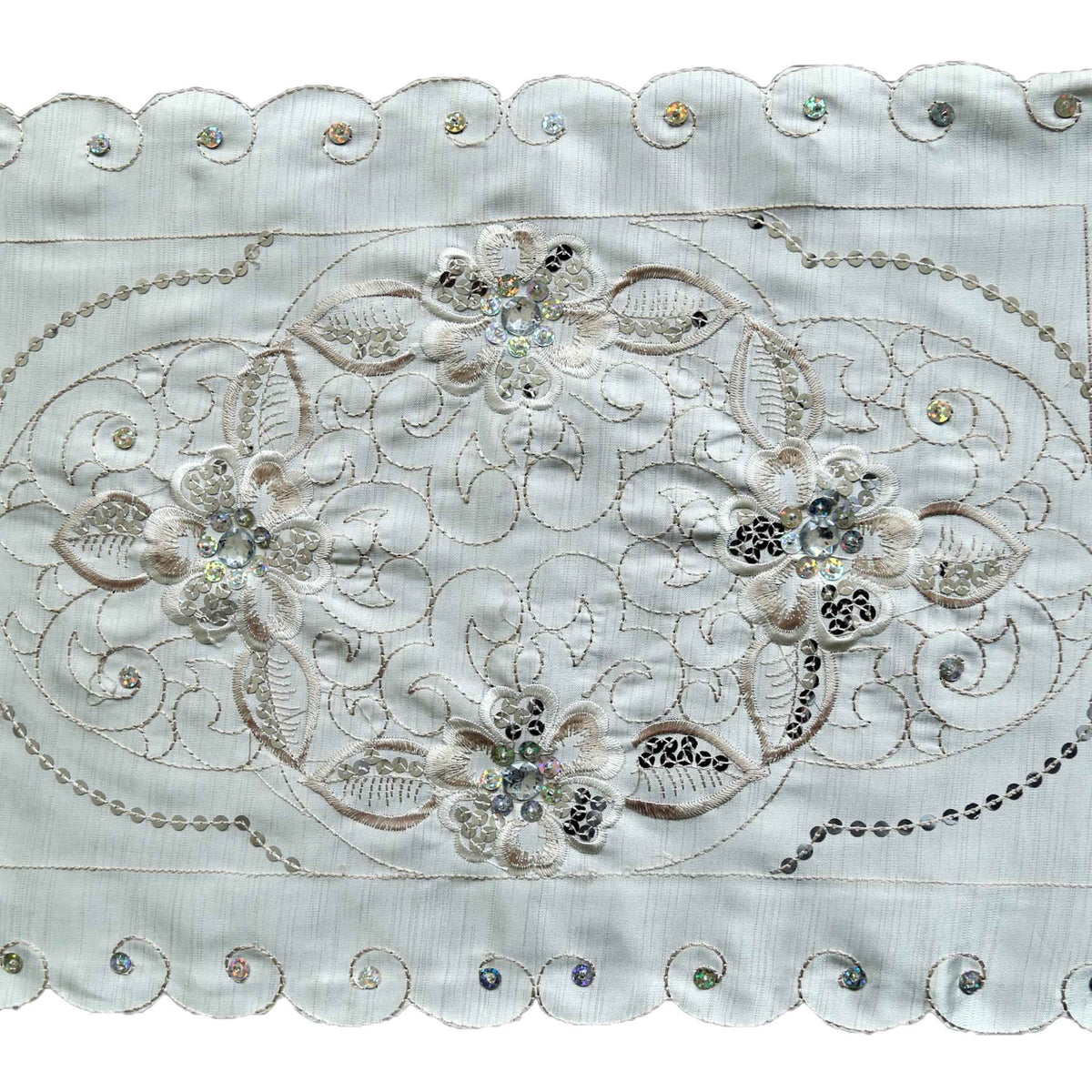 Sequin Work Polyester Table Mat 12x18 inch front view