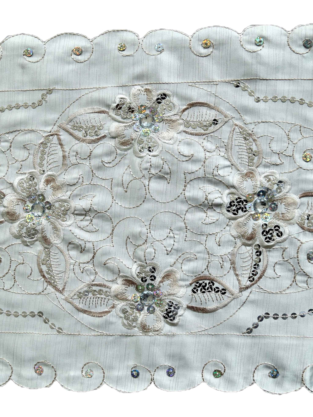 Sequin Work Polyester Table Mat 12x18 inch front view