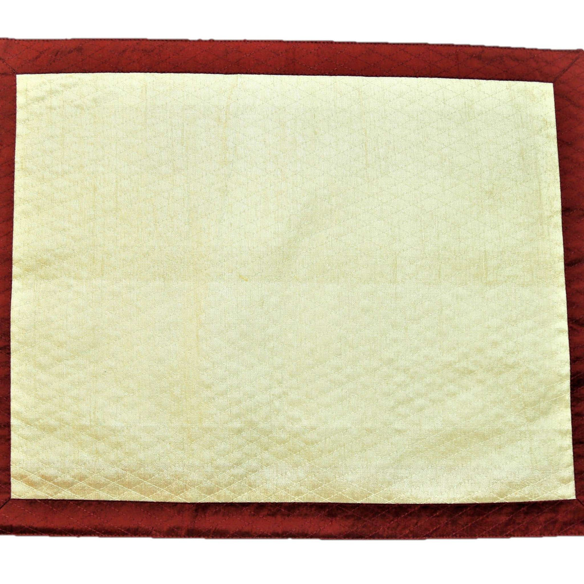 Beige Stitched Dupion Silk Table Mat 12x18 inch front view