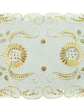 Cream embroidered linen table mat set of 7 with runner 12x18 inch
