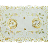 Cream embroidered linen table mat set of 7 with runner 12x18 inch